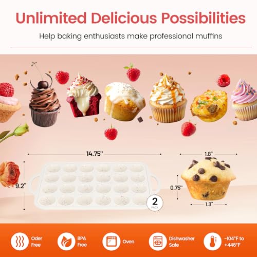 Silicone Muffin Pans With Metal Reinforced Frame (Mini: 24cups)