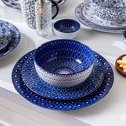 23 Oz Ceramic Soup Bowls Set of 6 (Vintage Blue / 23oz)
