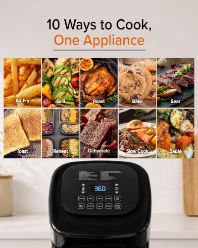 Brio 10-in-1 Air Fryer, 6 QT Capacity with Smart Probe (Black / 6QT)
