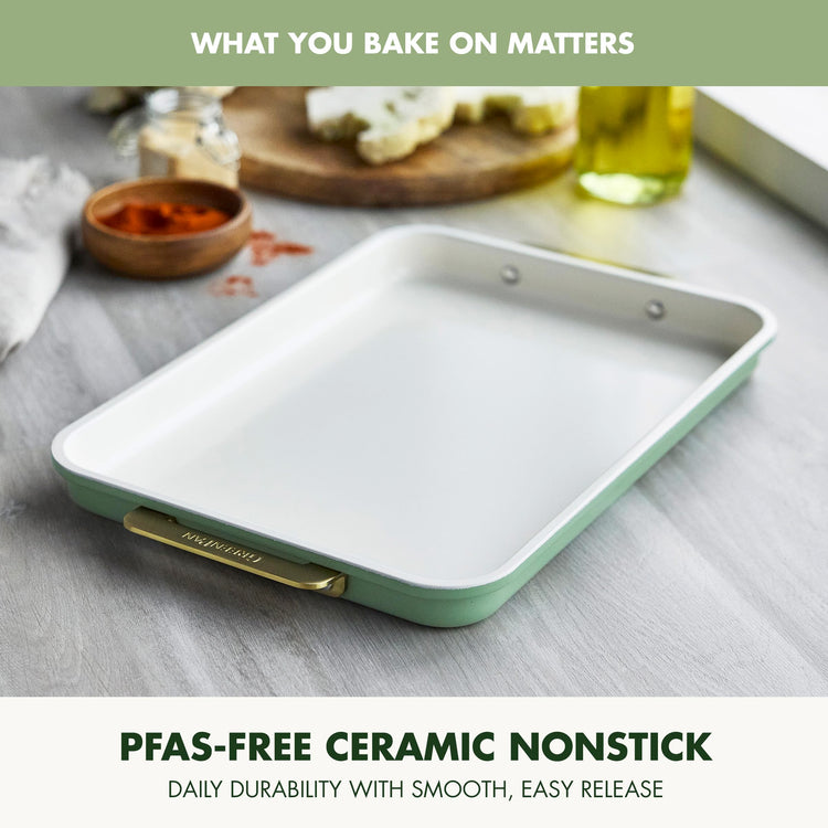 Bakeware 13" x 9" Ceramic Nonstick Quarter Sheet Pan (13" x 9" Quarter Sheet Pan / Sage Green)