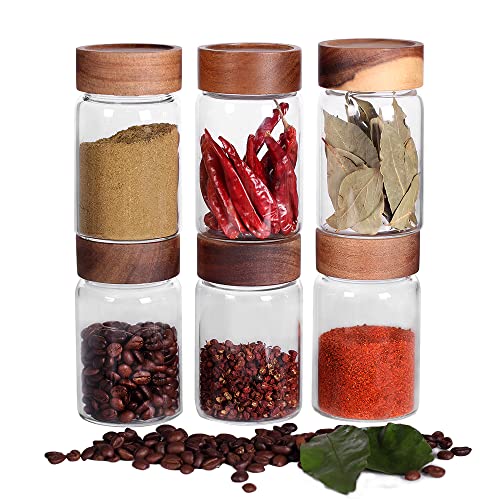 6 Pcs Small Glass Spice Jars with Label (clear 6set)
