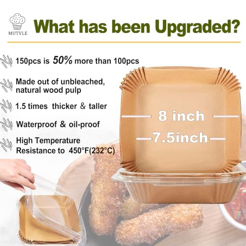 Air Fryer Liners for Instant Pot 4QT Vortex Plus 6 (7.5''Square)