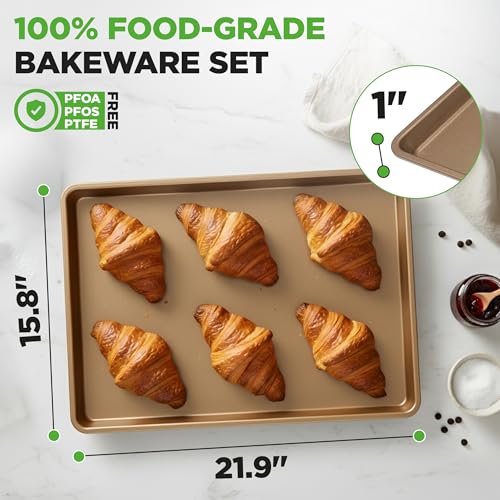Nonstick XL Cookie Sheet Baking Pan (1-Pack / Gold)