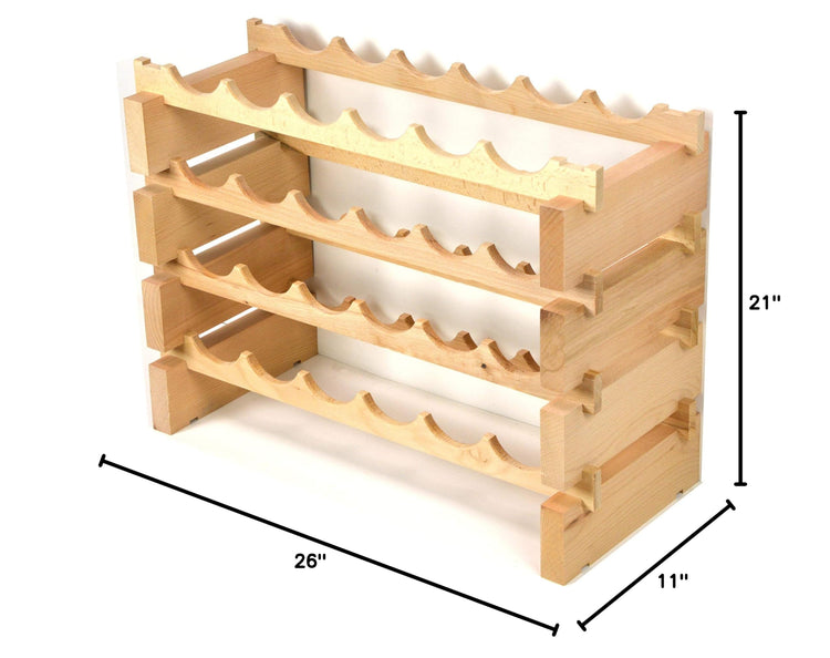 Modular Wine Rack Beechwood 24 (24 Bottles - 4 Rows)