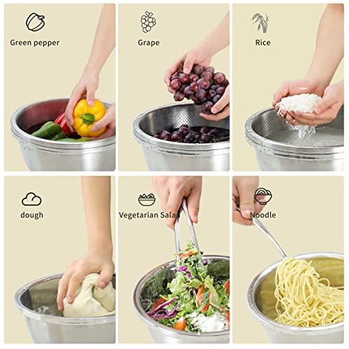 304 Stainless Steel Fine Mesh Colander Set (1.5qt / Primary Colors)