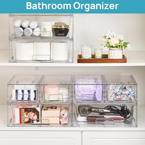 Clear Stackable Storage Drawers (1 Wide+2 Small)