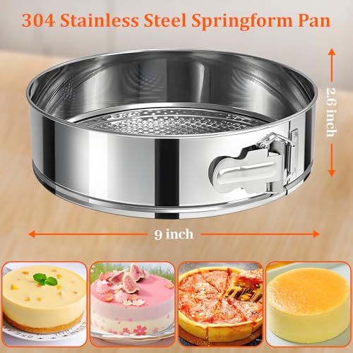 9 Inch Springform Pan 304 Stainless Steel Nonstick Springform Cake Pan with Removable Bottom (9'' Cake Pan)