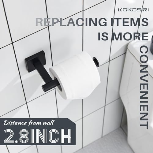 Toilet Paper Holder for Bathroom Toilet Roll Holder Hold Mega Rolls Wall Mounted (Matte Black / Vertical)