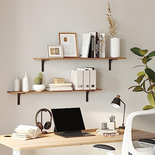 Long Wall Shelves (Rustic Brown / 47.3 Inch)