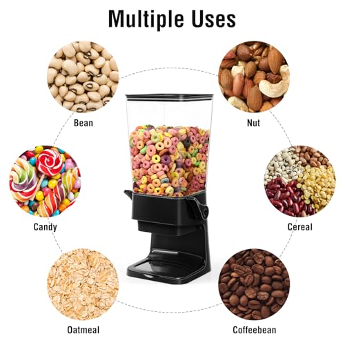 Cereal Dispenser Countertop with 4 Pack Bowls and Spoons 5.5 Qt (5.5Qt & Black & 2pack)