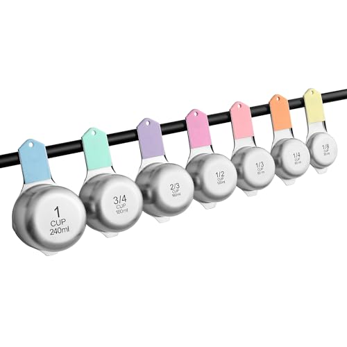 Magnetic Stainless Steel Measuring Cups Set of 7 (Pastel / Magnetic - Set of 7)