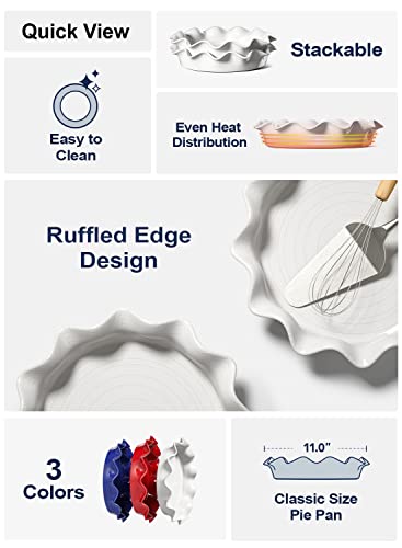 Ceramic Pie Pans for Baking (White)