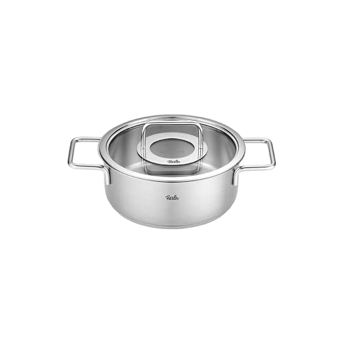 Pure Collection 4.1 Quart Stainless Steel Rondeau with Glass Lid (4.3 Quarts)