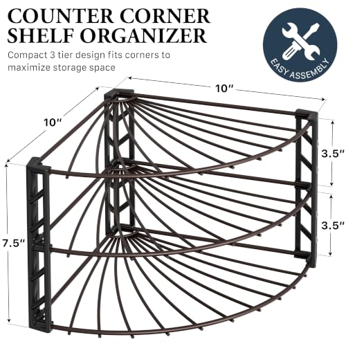 3 Tier Counter Corner Shelf Organizer (Bronze)