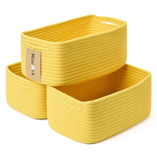Small Storage Baskets for Organizing (3pcs-L13xW8.5xH5.1" / Yellow)