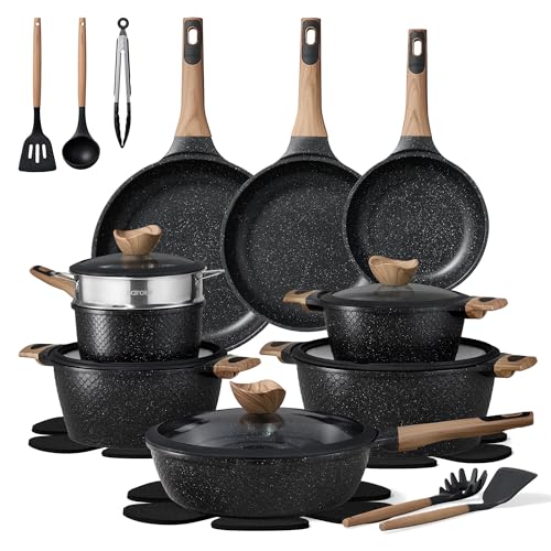 26pcs Non Stick Pots and Pans Set (Black / 26 Piece)
