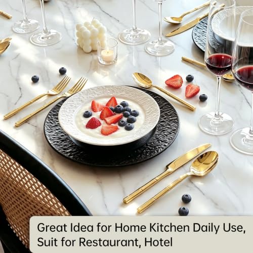 Gold Silverware Set with Serving Utensil Set 45 (Gold / 45 pcs)