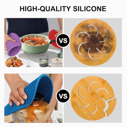 6 Pack Silicone Trivets for Hot Pots and Pans (9x9in / 04 6 Colorful Round)