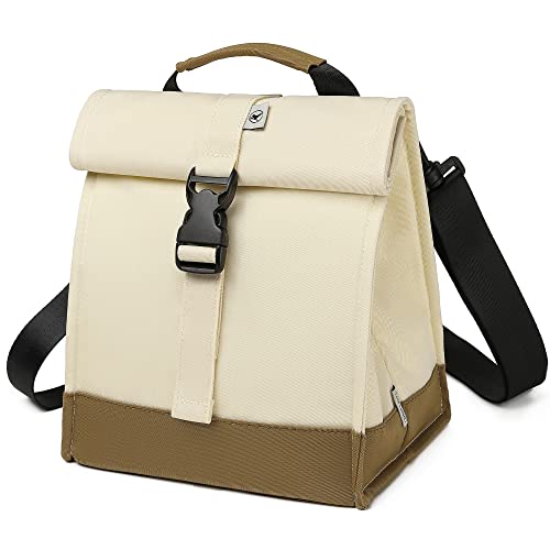 Insulated Lunch Bag Rolltop Lunch Box (White)