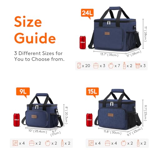 Insulated Lunch Box for Men (Dark Blue / Large(15L))