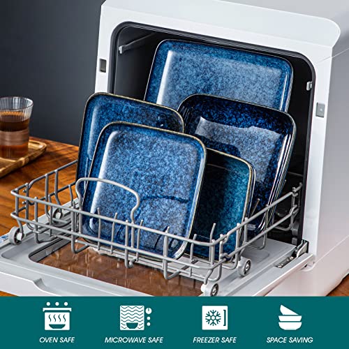 Square Stoneware Dinnerware Set for 4 (Blue / Service for 4 (16 Pcs))
