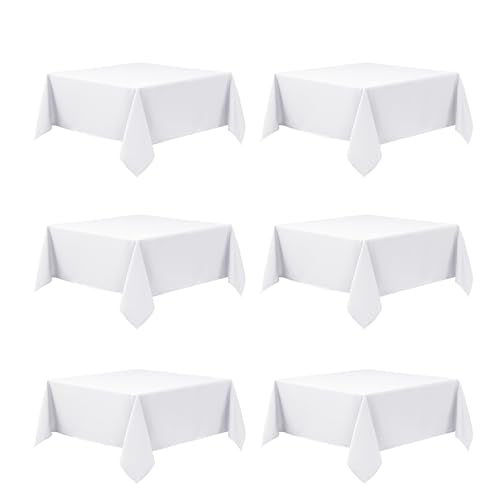 6 Pack White Tablecloths for Square Tables (White / 54x54 In, 6 Pack)