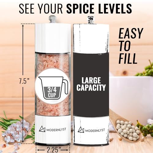 Manual Salt and Pepper Grinder Set (White)