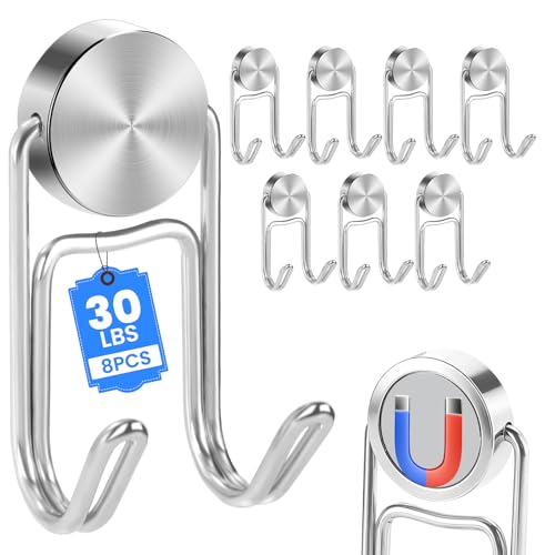 Magnetic Hooks for Cruise Cabins 30Lbs+ Heavy Duty Magnet Hook (Silver / 0.79in×2.0in-2)