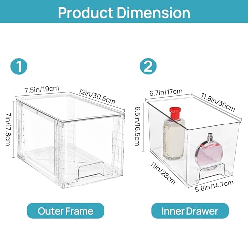 2 Pack Large Stackable Storage Drawers (Clear( 2 Pack) / Large)