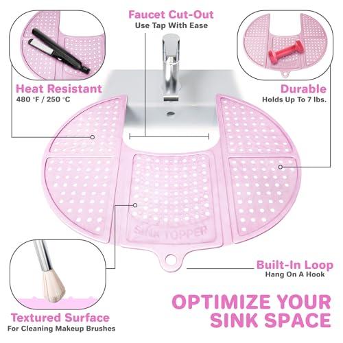 Bathroom Sink Cover for Counter Space (Standard / Pink)