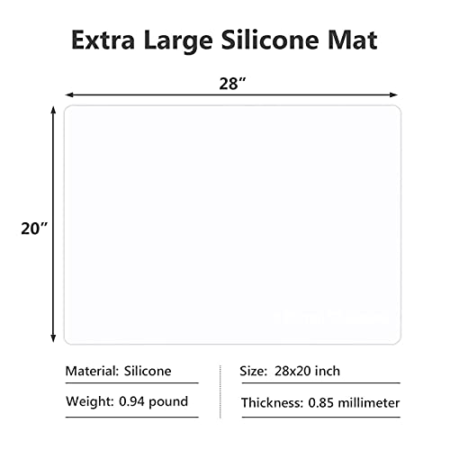 2Pcs Extra Large Silicone Mats for Countertop (XL-28" x 20"x 0.03" / Translucent)