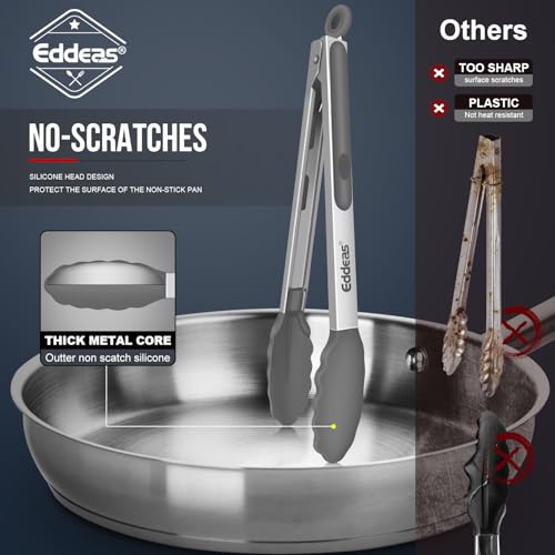 Kitchen Tongs Up To 600°F Silicone Tongs for Cooking 7 (7+9+12 inch / Grey Silicone 3Pcs)
