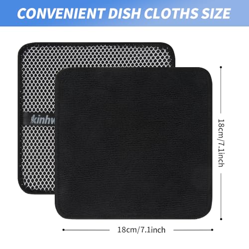 Dish Cloths with Scrub Side (Black / 7inchx7inch)