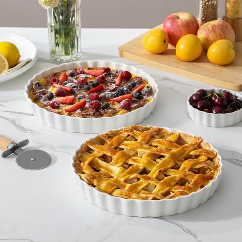 Porcelain Pie Pan Quiche Baking Dish (2 Pieces / White)