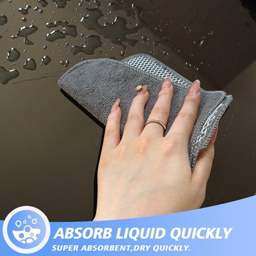 Dish Cloths for Washing Dishes with Scrub Side (Gray / 7inchx7inch)