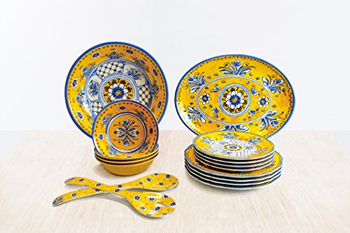 Luxury 16 Piece Melamine Dinnerware Set (Benidorm)