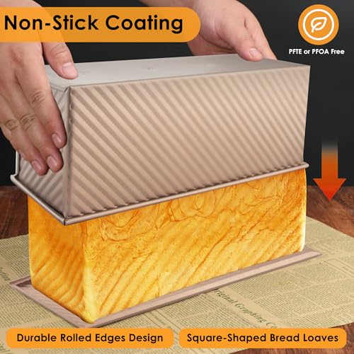 2 Pack 13x5 Pullman Loaf Pan with Lid (13inch / Gold)