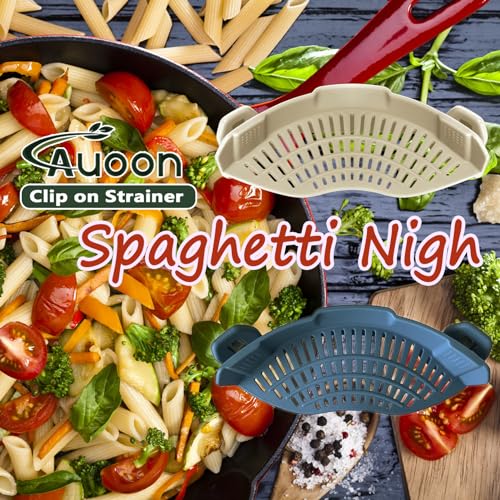 Pasta Strainer Clip on Silicone (Fog Blue / Standard 8.86 x 3.55 in)