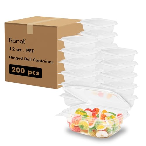 12 oz Clear Plastic Clamshell Containers with Hinged Lids (12oz)