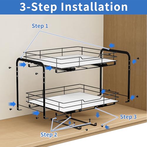 2 Tier Pull Out Spice Rack (2 Tier,13.5''Wx10.5''Dx9.5''H)
