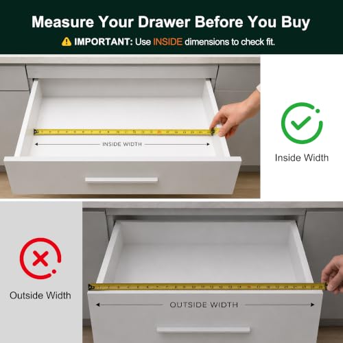 2 Piece Expandable Bamboo Kitchen Drawer Organizer for Cutlery and Utensils (7 Slots Expandable-2Pack / White)