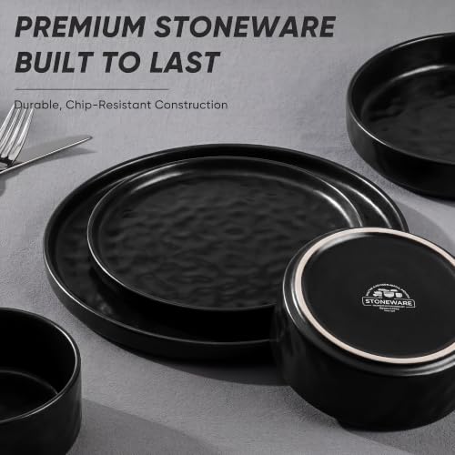 Black Plates and Bowls Sets (Matte Black)