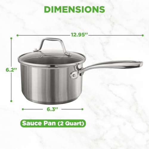 2 Quart Stainless Steel Saucepan with Lid (2 Quarts)