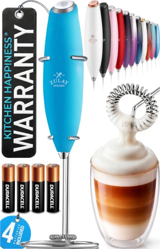 Powerful Milk Frother Wand With Duracell Batteries (42 - Teal / Z1 Motor + Batteries)