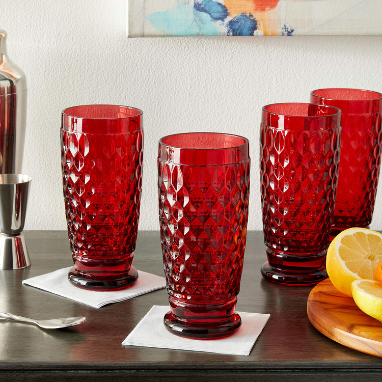 Boston Red Crystal Highball Glasses (Red / Highball)