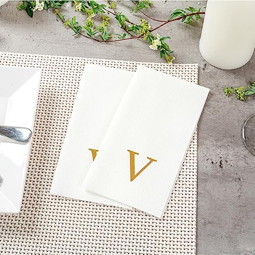 Gold Letter V Monogram Linen (Gold / 2000 Count / V)