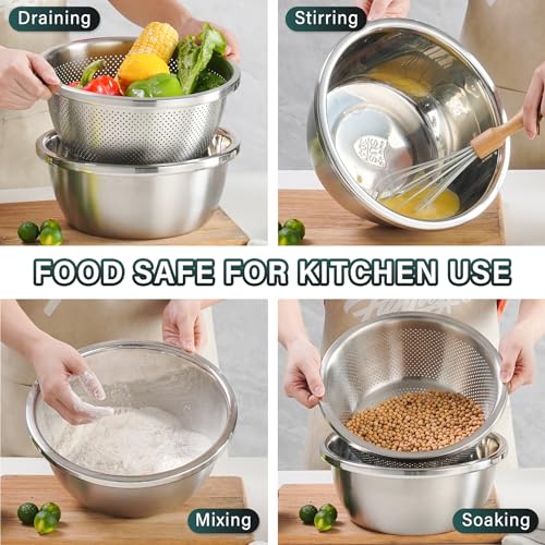 304 Stainless Steel Colander 4QT Microporous Colander & Large Bowl for Kitchen (4QT)