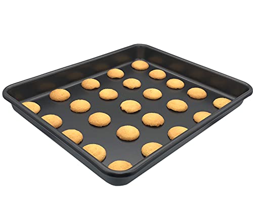 Small Cookie Sheets 11X9 Inch 2Pcs Mini Baking Pan Toaster Oven Tray Nonstick Thicken Brushed Carbon Steel Magnetic No Warp 1 to 2 Person Bakeware By HYTK (9x11x1.1 inch)