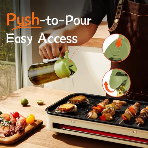 16oz Olive Oil Dispenser for Kitchen (2 Pack / White&Green)