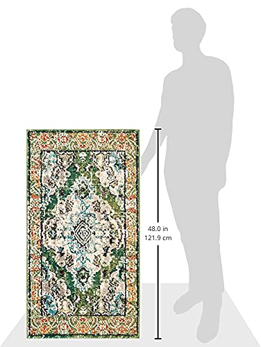Monaco Accent Rug 2'2"x4' (2'2" x 4' (Rectangular) / Forest Green/Light Blue)